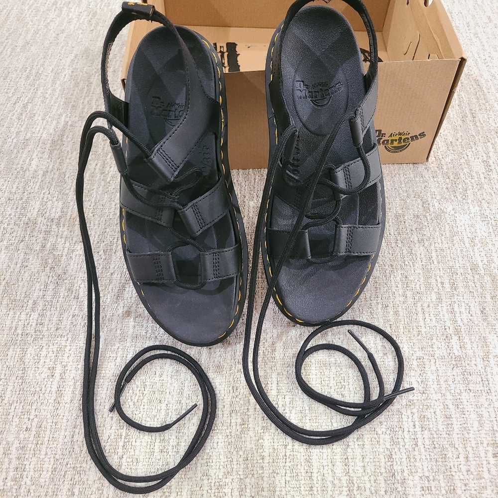 NEW Dr Martens Nartilla Gladiator Sandals Womens Platform Leather Black Sz 6 - Picture 8 of 13